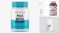 1284+ Clear Bottle With Red/Blue Pills PSD Mockup Versatile PSD Mockup File