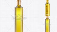 1285+ 500ml Clear Glass Olive Oil Bottle with Shrink Band PSD Mockup High-Quality Design Free PSD