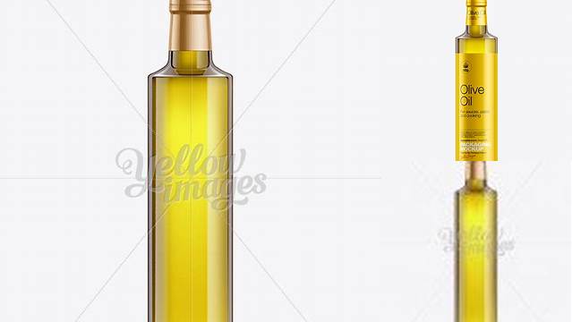 1285+ 500ml Clear Glass Olive Oil Bottle with Shrink Band PSD Mockup High-Quality Design Free PSD