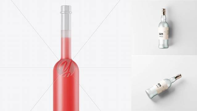 1287+ Frosted Glass Pink Liqueur Bottle PSD Mockup Premium Mockup Freebie