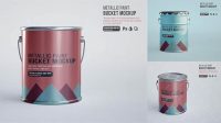 1288+ Metallic Paint Bucket PSD Mockup Half Side View High-Angle Shot Creative Layered Design File