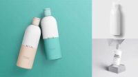 1288+ White Plastic Cosmetic Bottle PSD Mockup Modern Photoshop Resource