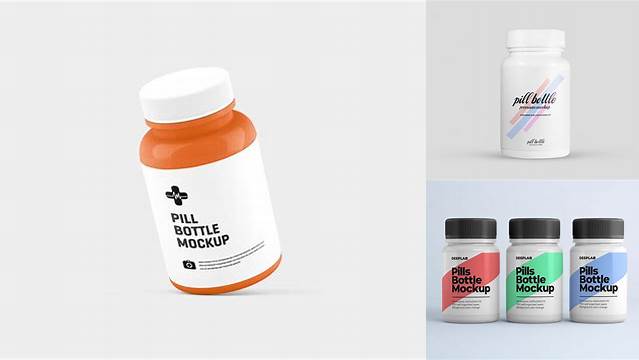 1291+ Matte Metalic Pill Bottle PSD Mockup Advanced and Editable PSD Template Free