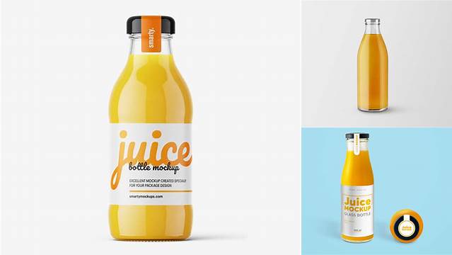 1293+ Clear Glass Bottle With Orange Drink PSD Mockup Free Premium Photoshop Template Download