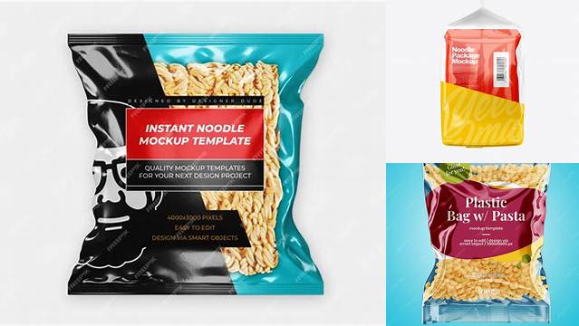 1294+ 5 Noodle Packs PSD Mockup Right & Left Sides View Creative Layered Design File