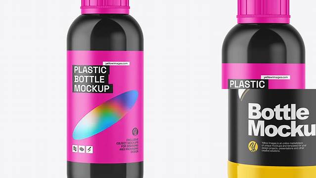 1296+ 1L Glossy Plastic Bottle PSD Mockup Front View Exclusive Digital PSD Resource