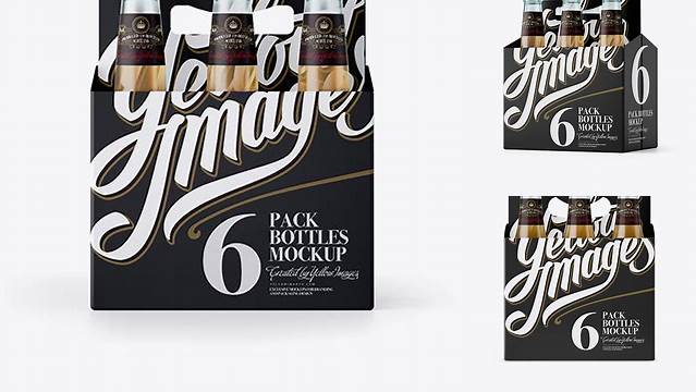 1296+ White Paper 6 Pack Beer Bottle Carrier PSD Mockup Front View Exclusive and Stylish Design PSD