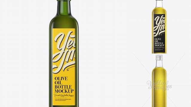 1298+ 0.75L Clear Glass Olive Oil Bottle PSD Mockup Smart Design Template Free