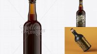 1298+ 75cl Dark Craft Beer Bottle PSD Mockup / Amber Glass Editable Graphic Free PSD