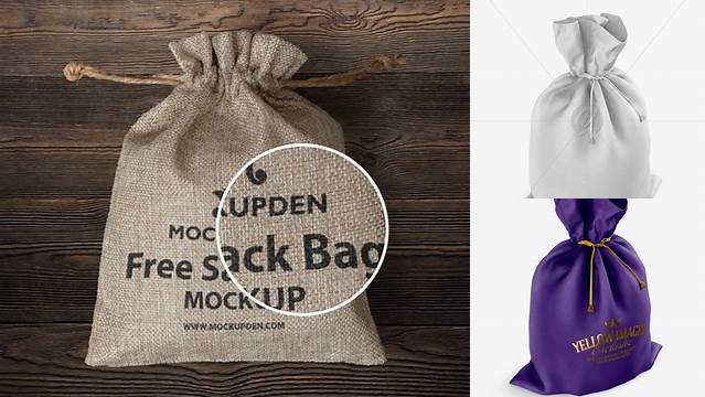 1299+ Textured Sack PSD Mockup Half Side View High-Angle Shot Smart Object PSD Free Resource