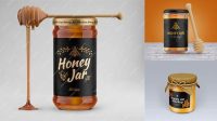 1303+ Ceramic Honey Jar With Spoon PSD Mockup Front View Smart Editable Design Mockup