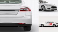 1305+ Tesla Model S PSD Mockup Back View Unique High-Resolution Photoshop Mockup