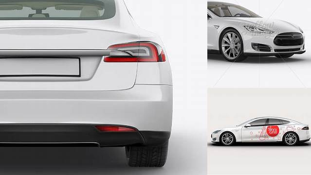 1305+ Tesla Model S PSD Mockup Back View Unique High-Resolution Photoshop Mockup