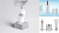 1306+ Cosmetic Bottle PSD Mockup Front View High Angle Shot Best for Showcase