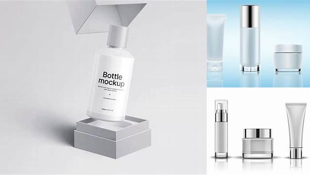 1306+ Cosmetic Bottle PSD Mockup Front View High Angle Shot Best for Showcase