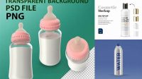 1306+ Metallic Baby Bottle PSD Mockup Unique and Creative Free PSD File