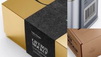 1307+ Matte Metallic Box PSD Mockup Half Side View High Angle Shot Best Free Mockup PSD