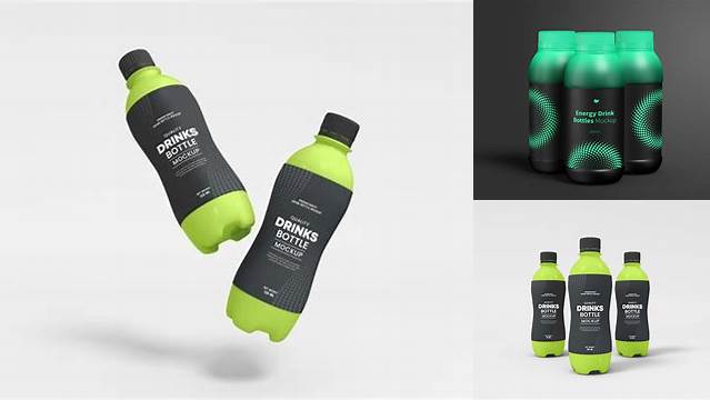 1307+ Plastic Energy Drink Bottle PSD Mockup High-Quality Creative PSD