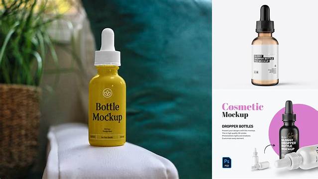 1313+ 120ml Glossy Dropper Bottle PSD Mockup Smart Layer Mockup Free