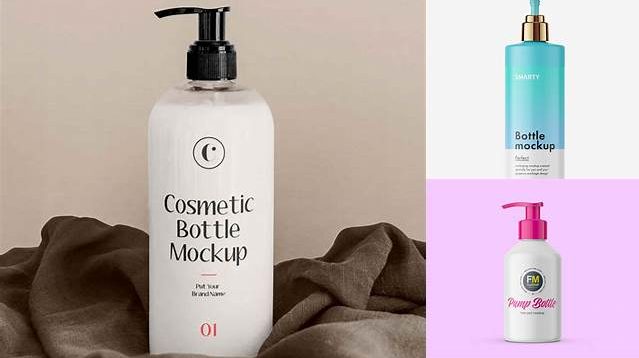 1313+ Matte Cosmetic Bottle With Pump PSD Mockup High-Angle Shot Versatile PSD Mockup File