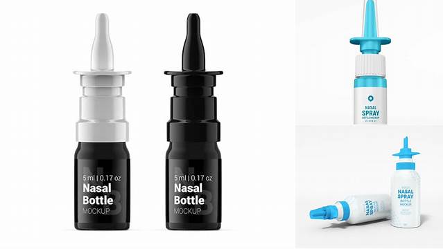 1313+ Nasal Spray Bottle PSD Mockup Advanced Editable PSD