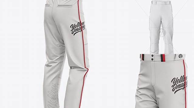 1315+ Fit Piped Baseball Pants Front Half-Side View Free PSD for Designers