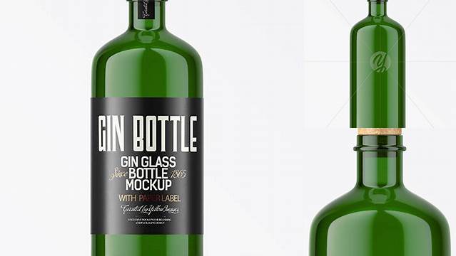 1315+ Green Glass Gin Bottle PSD Mockup Layered Photoshop Template