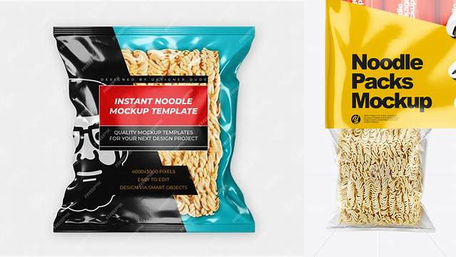 1317+ 5 Noodle Packs PSD Mockup Front View Smart Design Template Free