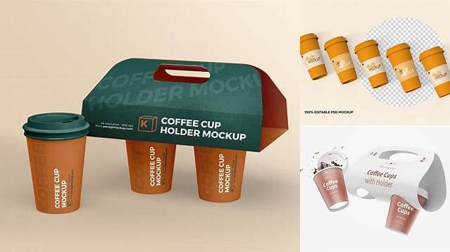 1318+ Coffee Cup With Holder Fully Layered PSD Freebie