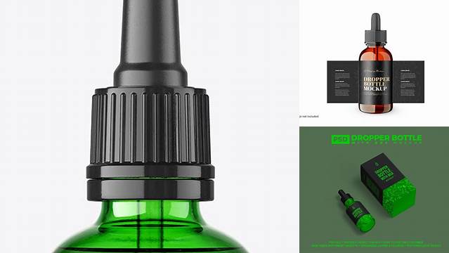 1319+ 50ml Green Glass Dropper Bottle with Kraft Box PSD Mockup High-End PSD Download