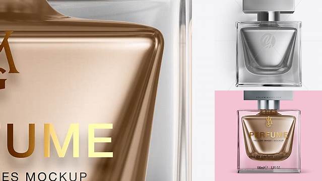 1319+ Perfume Bottle With Metallic Fillng PSD Mockup Top View Custom PSD Mockup Template