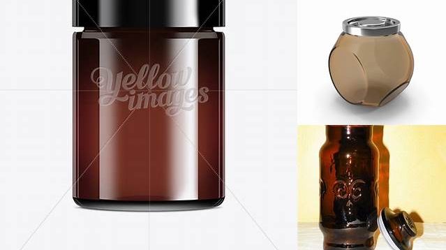 1321+ Dark Brown Glass Jar With Plastic Lid 150ml Free PSD for Creatives