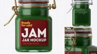 1322+ 100ml Glass Green Jam Jar with Clamp Lid PSD Mockup Digital Download