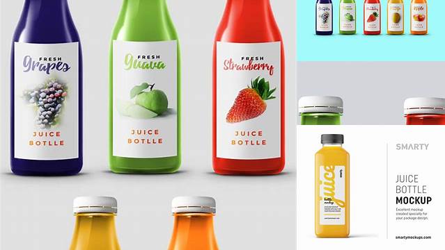 1324+ 750ml Matte Juice Bottle PSD Mockup Editable and Customizable PSD