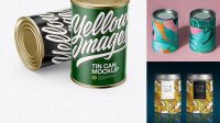 1326+ Two Tin Cans With Paper Label PSD Mockup Fully Customizable Mockup PSD Free