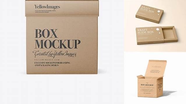 1327+ Kraft Square Box PSD Mockup Front View Fully Customizable Photoshop Freebie