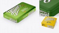 1328+ Tin Box PSD Mockup Halfside View High-Angle Shot Professional Design PSD