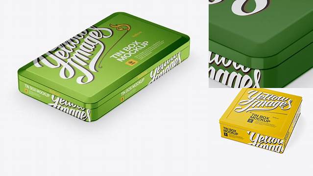 1328+ Tin Box PSD Mockup Halfside View High-Angle Shot Professional Design PSD