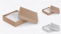 1329+ Kraft Paper Jewelry Box With Cotton Fill PSD Mockup Halfside View High-Angle Shot Stylish PSD for Free