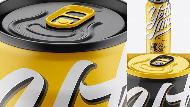 1332+ 500ml Aluminium Can With Matte Finish PSD Mockup High-Angle Shot Exclusive and Stylish Design PSD