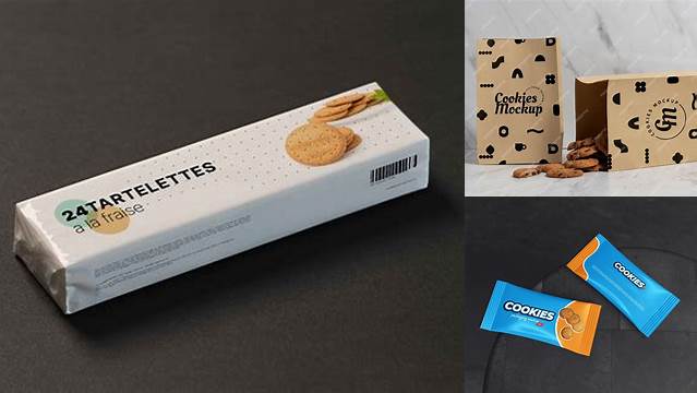 1334+ Glossy Cookie Package PSD Mockup Easy-to-Edit PSD