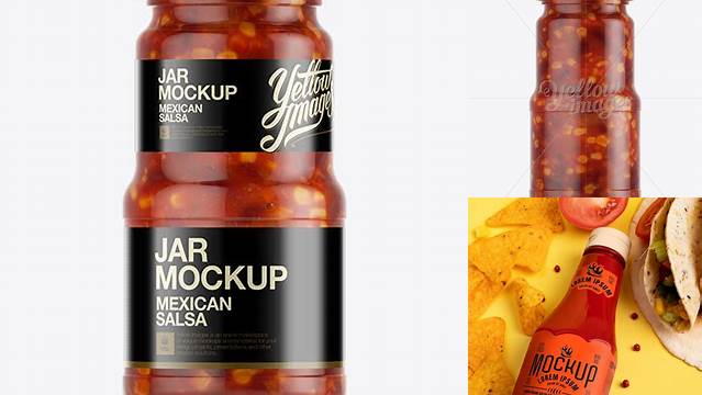 1334+ Mexican Salsa Jar PSD Mockup Elegant Design Mockup PSD