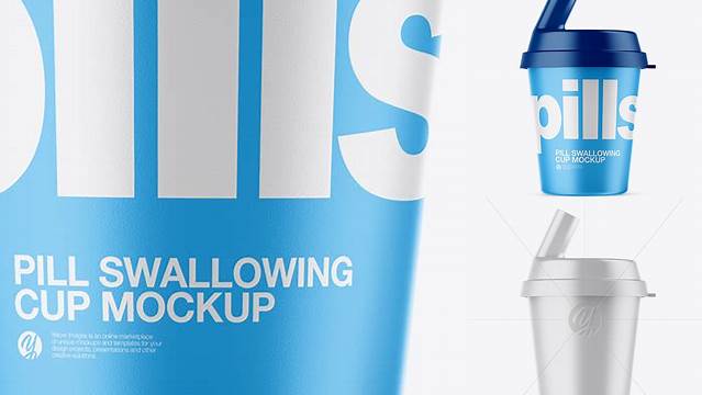 1335+ Matte Pill Swallowing Cup PSD Mockup Advanced Photoshop Design Free