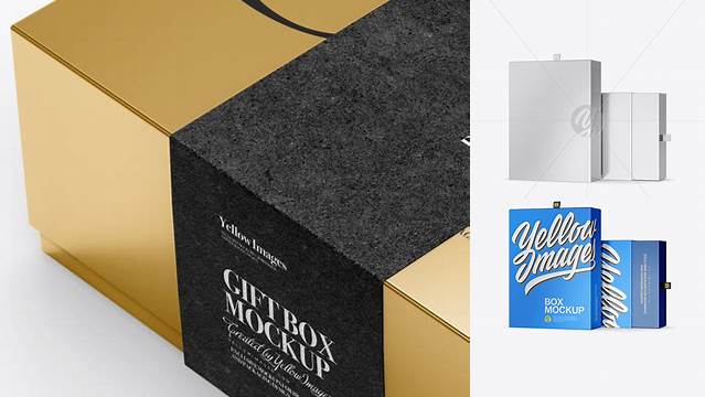 1341+ Two Metallic Boxes with Label PSD Mockup Half Side View High-Angle Shot Exclusive Free Creative Resource