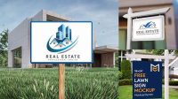 1348+ Real Estate Yard Sign Mockup Free Editable Design File