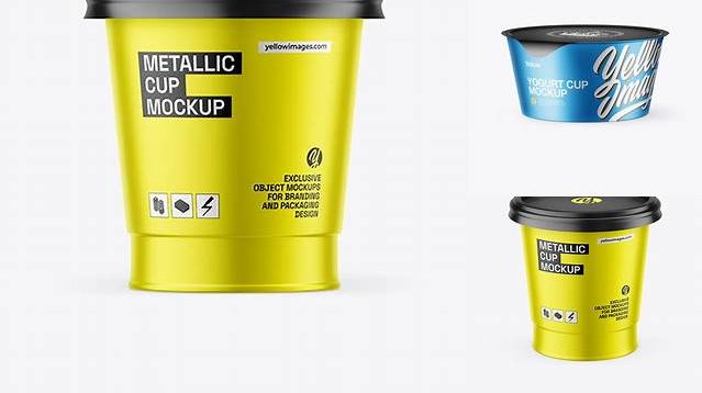 1351+ Matte Metallic Cup PSD Mockup High-Angle Shot Advanced Photoshop Design Free