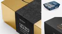 1353+ Box with Label PSD Mockup Half Side View High Angle Shot Advanced Photoshop Template