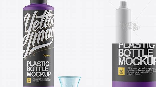 1354+ Open Matte Plastic Bottle With Measuring Cap PSD Mockup Easy-to-Use PSD Template