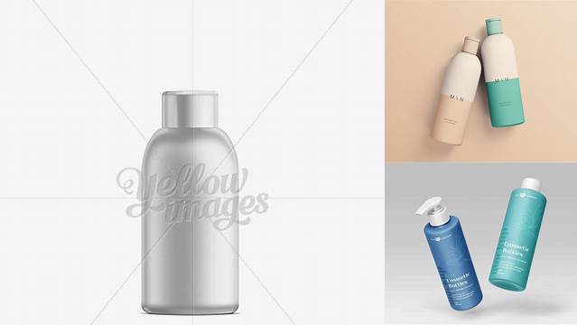 1358+ White Plastic Cosmetic Bottle with Cap 100 ml Advanced and Editable PSD Template Free