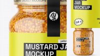 1362+ Glass Jar with Wholegrain Mustard PSD Mockup Fully Customizable Mockup PSD Free